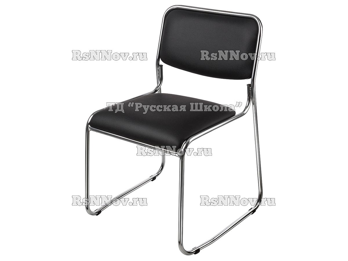 Стул «Марс» для коворкинга, фед. проект «Точка роста» PV1 (Кожзам: Черный, мк. Хром)
