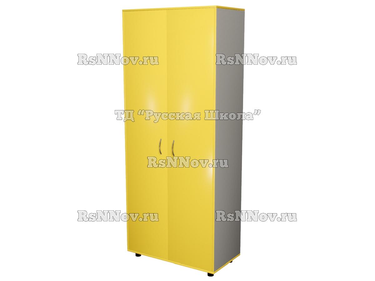 Шкаф КВАНТ для одежды широкий закрытый «Точка роста»  (ЛДСП 22 мм, к. Серый, ф. Жёлтый, кр. Жёлтая)