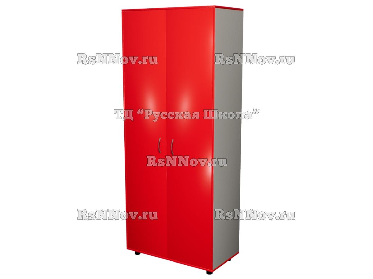 Шкаф КВАНТ для одежды широкий закрытый «Точка роста»  (ЛДСП 22 мм, к. Серый, ф. Красный, кр. Красная)