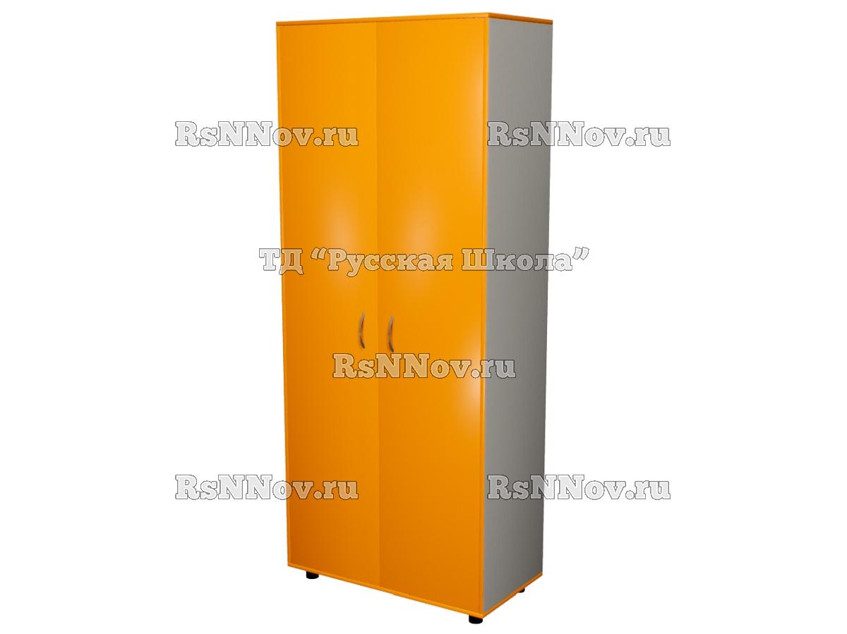 Шкаф КВАНТ для одежды широкий закрытый «Точка роста»  (ЛДСП 22 мм, к. Серый, ф. Оранжевый, кр. Оранжевый)