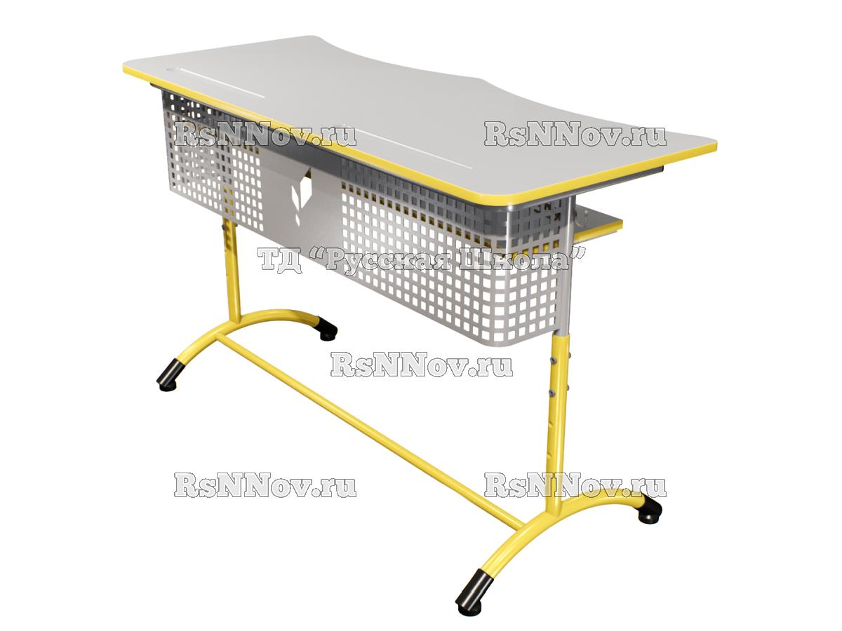 Стол ученический ДЖЕТ 2-мест регулируемый по высоте «Точка роста» (гр 4-6, ст. Серая, кр. Жёлтая, мк. Серый/Жёлтый)