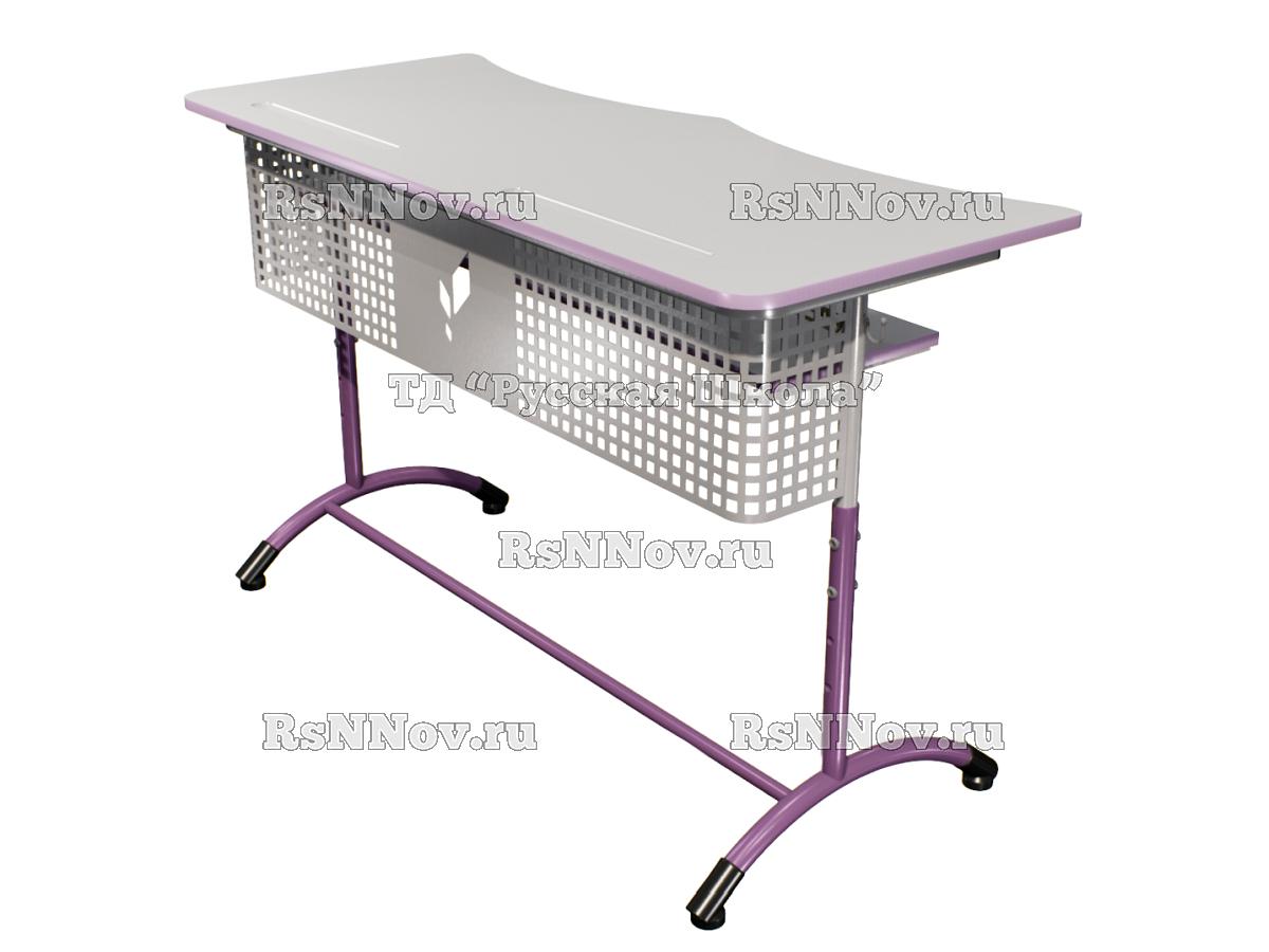Стол ученический ДЖЕТ 2-мест регулируемый по высоте «Точка роста» (гр 4-6, ст. Серая, кр. Фиолетовая, мк. Серый/Фиолетовый)