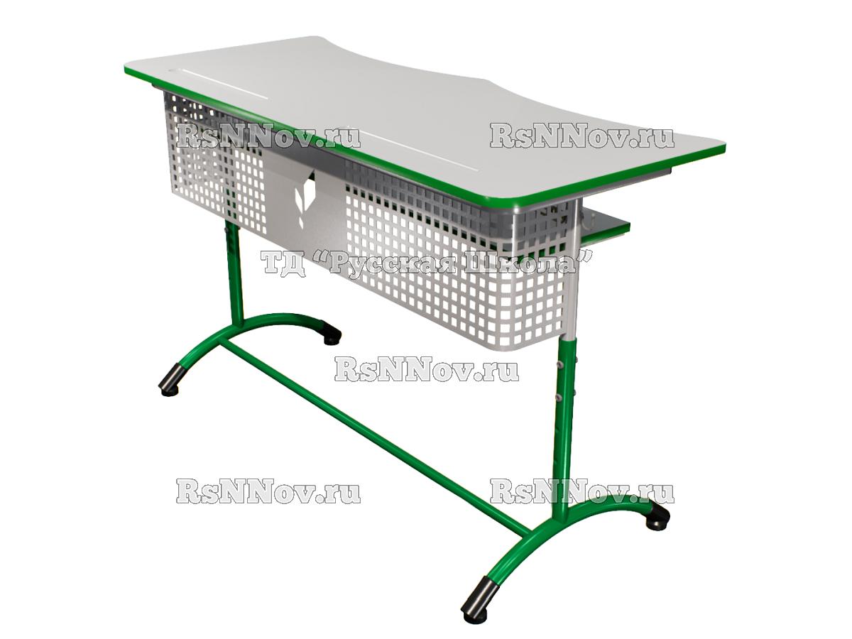 Стол ученический ДЖЕТ 2-мест регулируемый по высоте «Точка роста» (гр 4-6, ст. Серая, кр. Зелёная, мк. Серый/Зелёный)