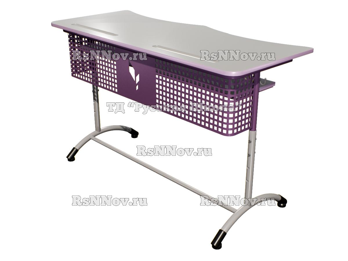 Стол ученический ДЖЕТ 2-мест регулируемый по высоте «Точка роста» (гр 4-6, ст. Серая, кр. Фиолетовая, мк. Фиолетовый/Серый)