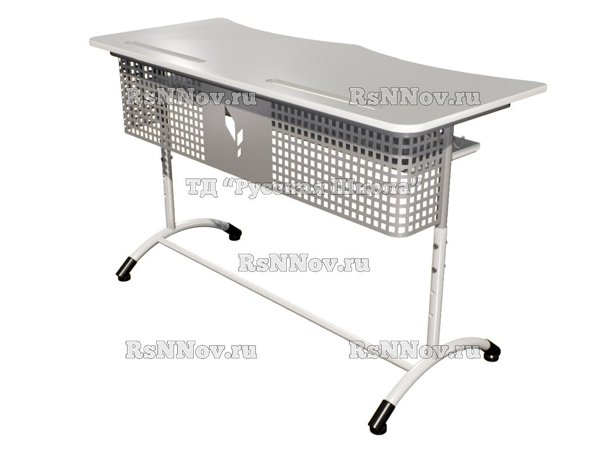 Стол ученический ДЖЕТ 2-мест регулируемый по высоте «Точка роста» (гр 4-6, ст. Серая, кр. Белая, мк. Серый/Белый)