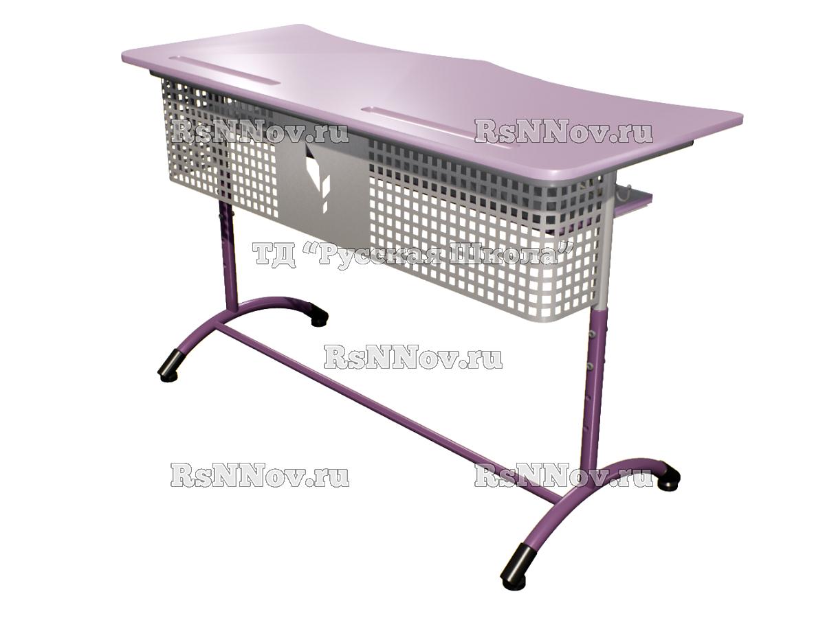 Стол ученический ДЖЕТ 2-мест регулируемый по высоте «Точка роста» (гр 4-6, ст. Фиолетовая, кр. Фиолетовая, мк. Серый/Фиолетовый)