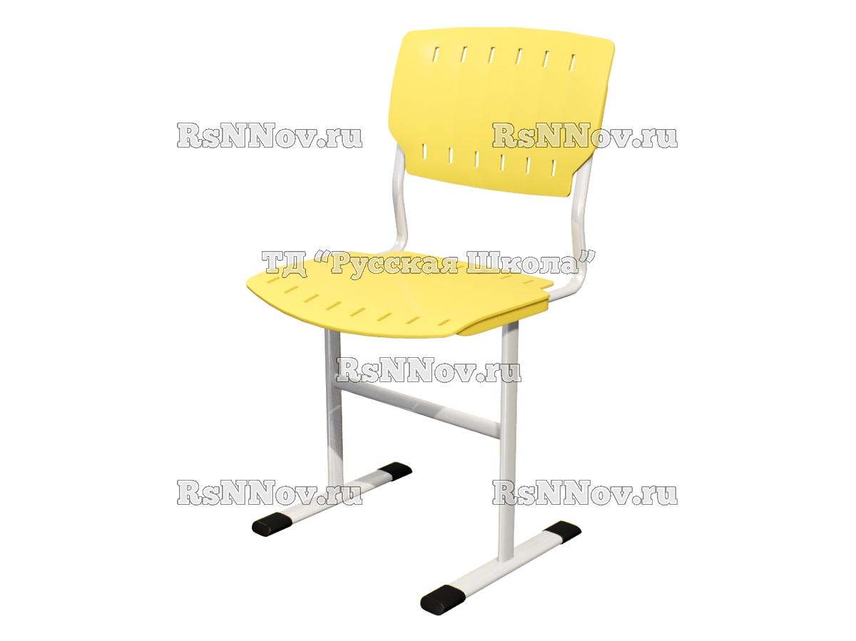 Стул ЭКО ученический нерегулируемый цельносварной на плоскоовальной трубе (гр. 3,4,5,6, пластик Сигма), ц. Желтый, мк. Белый