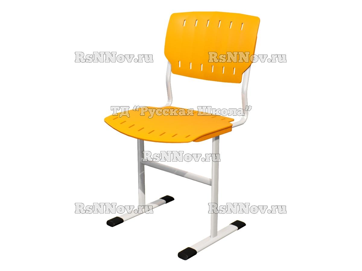 Стул ЭКО ученический нерегулируемый цельносварной на плоскоовальной трубе (гр. 3,4,5,6, пластик Сигма), ц. Оранжевый, мк. Белый