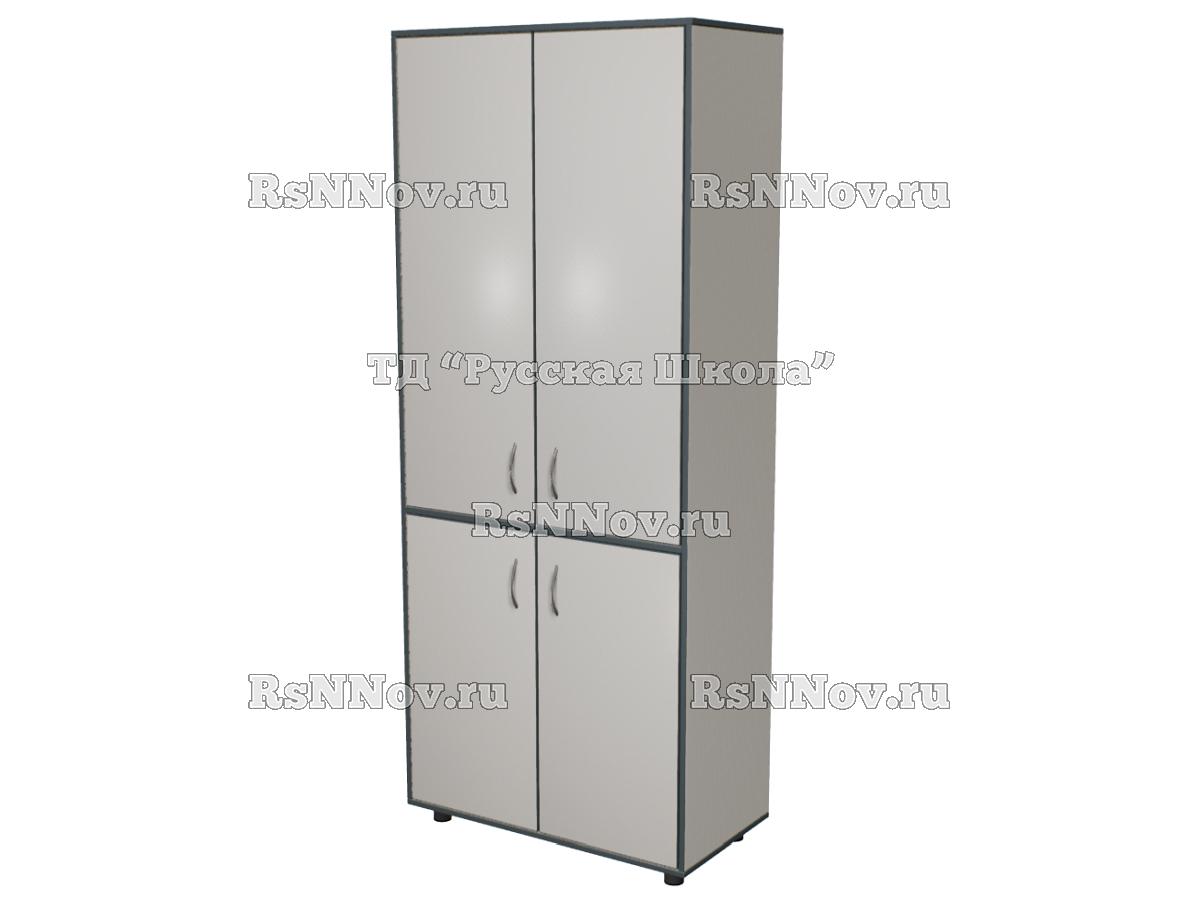 Шкаф КВАНТ широкий закрытый 4 дверцы «Точка роста» (ЛДСП 16 мм, к. Серый, ф. Серые, кр. Темно-Серая)