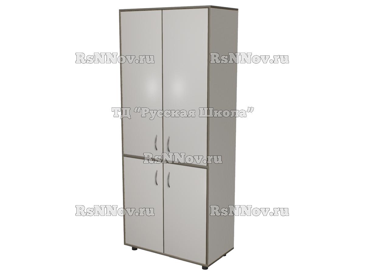 Шкаф КВАНТ широкий закрытый 4 дверцы «Точка роста» (ЛДСП 16 мм, к. Серый, ф. Серые, кр. Мокко)