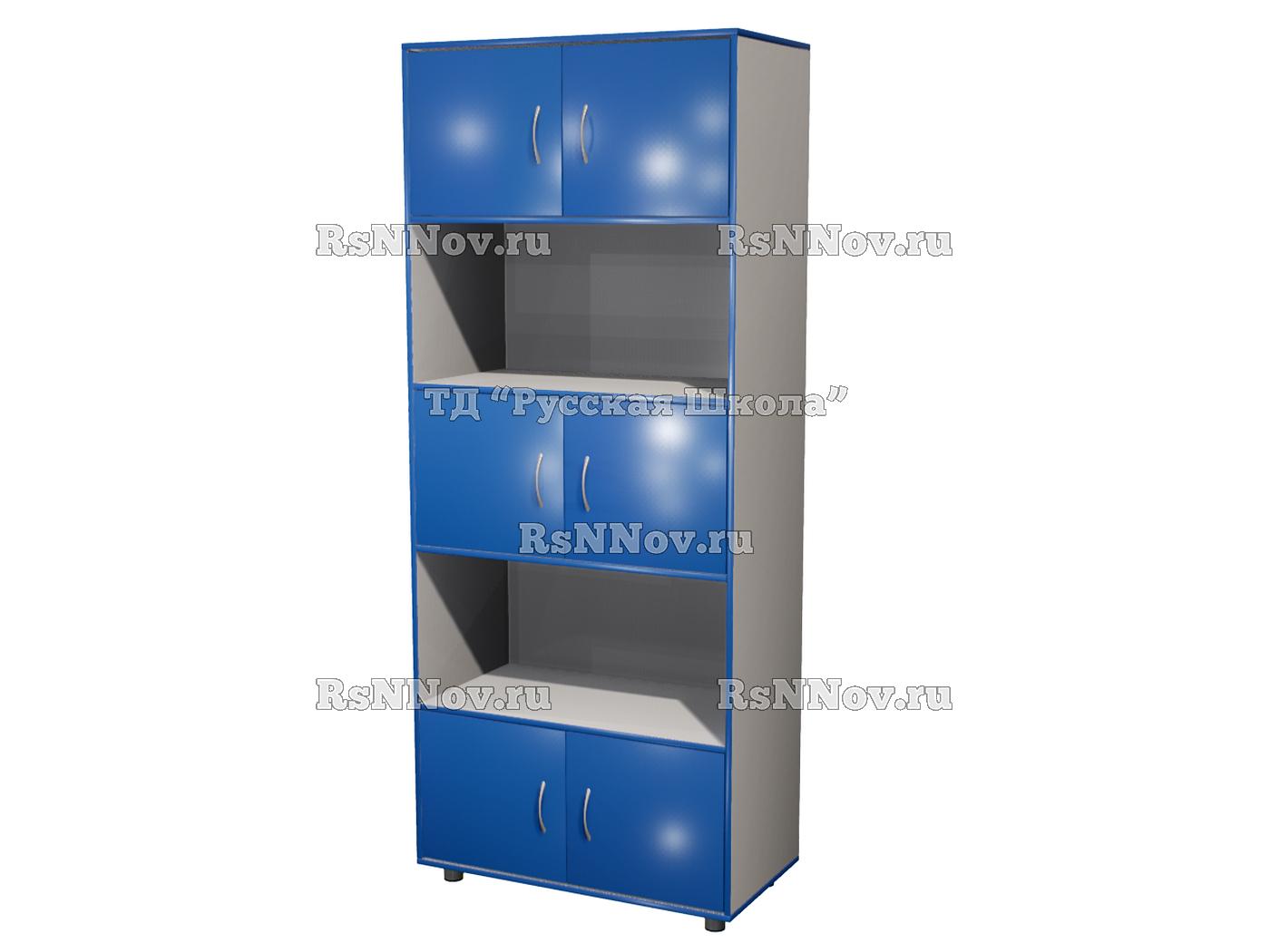 Шкаф КВАНТ широкий полуоткрытый М3 «Точка роста» (ЛДСП 16 мм, к. Серый, ф. Синий)