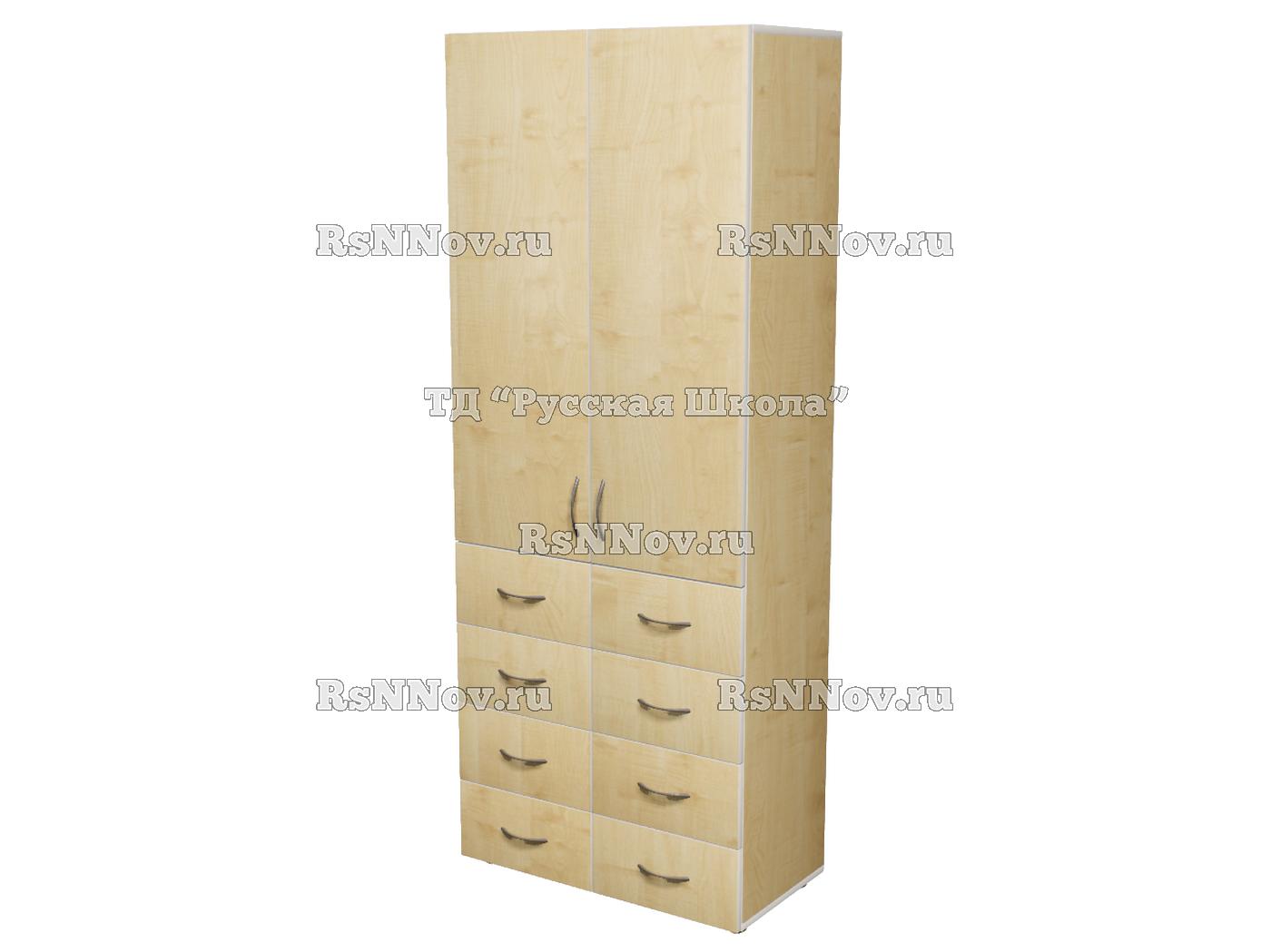 Шкаф ЭКО 25M12 широкий закрытый 8 ящиков (кор. Клен, кр. Белая, ф. Клен)