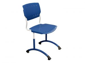 Стул ДЖЕТ регулируемый на круглой трубе (гр. 4-6, пластик Сигма) ц. Синий, мк. Белый/Синий