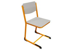 Стул ЭЛЛИПС ученический нерегулируемый (гр. 6, фанера), ц. Серый, мк. Оранжевый