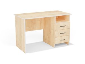 Стол письменный со встроенной тумбой 3 ящика + ниша (кор. Клён, кр. Белая)